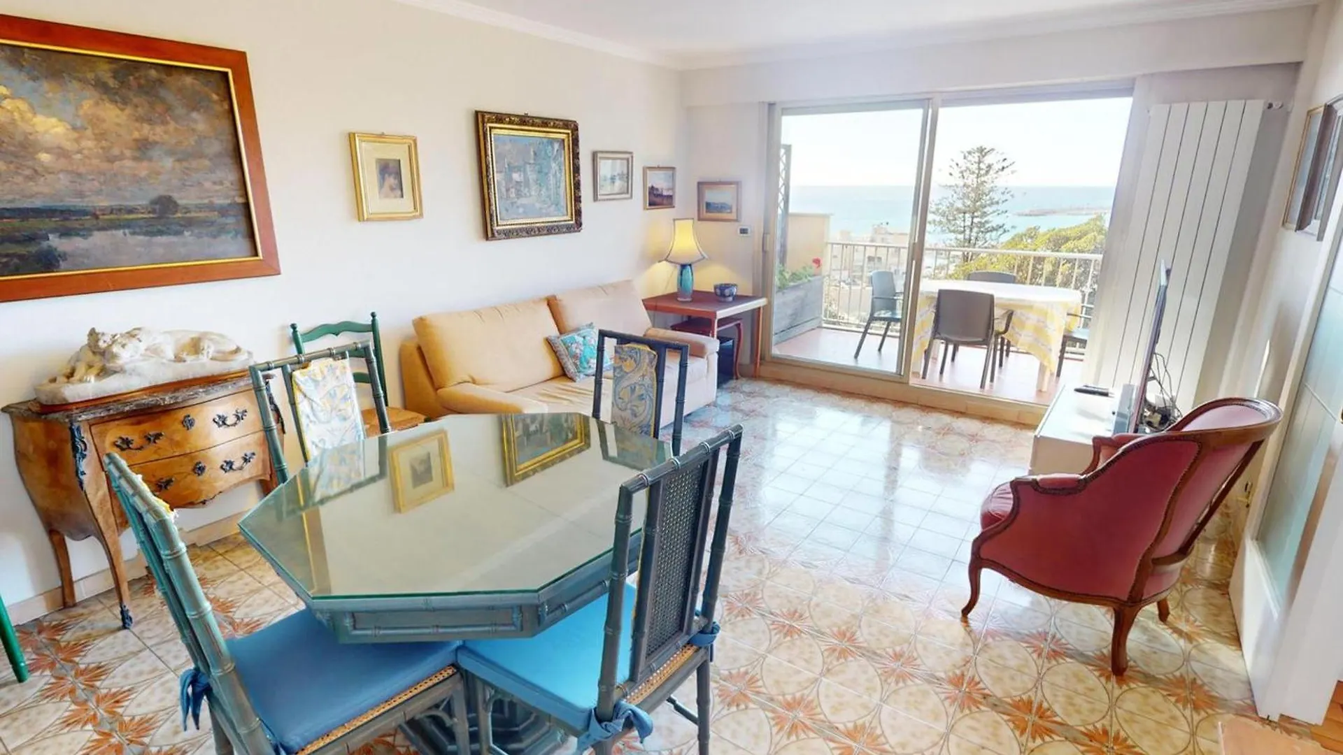 3P Calme Climatise Avec Terrasse, Vue Mer Et Parking - Fr-1-196-373 Μεντόν 0*,